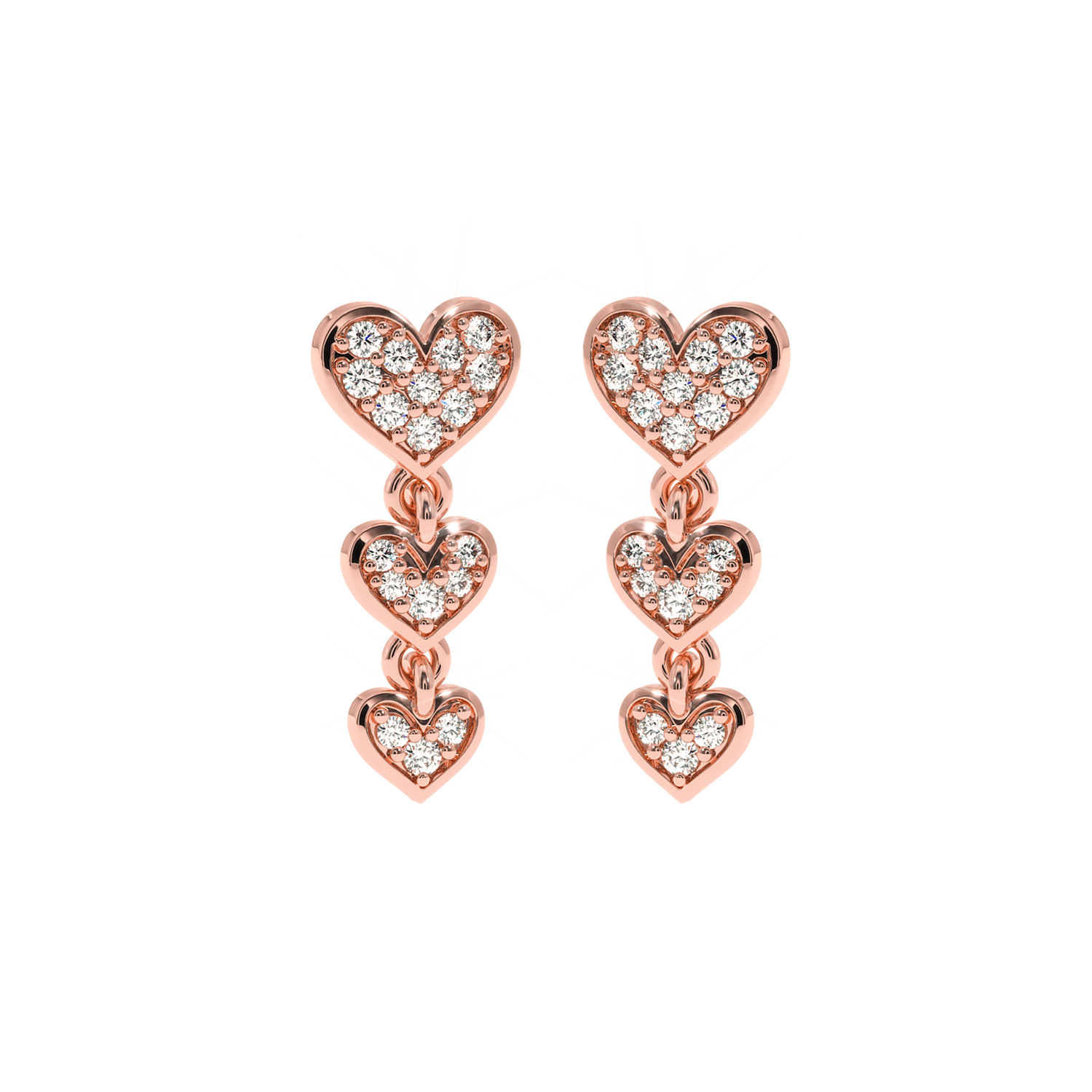 Buy Triple Heart Diamond Earrings 0.28Ct | Solitairekart
